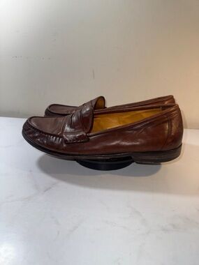 Cole Haan Men’s Brown Leather Penny Loafers - Classic Slip-On Dress Shoe - 12M